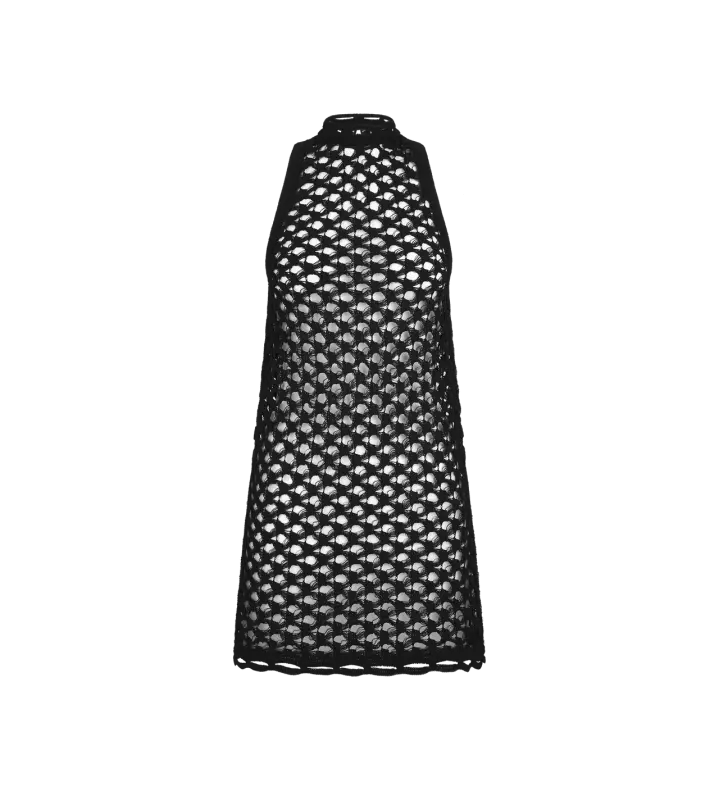 SHORT SLEEVELESS DRESS WITH MOCK NECK BLACK online